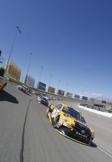 LAS VEGAS, NV - SEPTEMBER 16: Landon Cassill (00) StarCom Racing Chevrolet Camaro ZL1 and Joey Logano (22) Team Penske Pennzoil Ford Fusion lead the field for the start of the South Point 400 Monster Energy NASCAR Cup Series Playoff Race on September 16, 2018, at Las Vegas Motor Speedway in Las Vegas, NV. (Photo by LVMS Pool/Icon Sportswire)