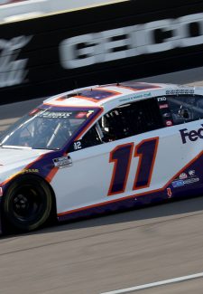 LAS VEGAS, NEVADA - SEPTEMBER 27: Denny Hamlin, driver of the #11 FedEx Office Toyota, drives during the NASCAR Cup Series South Point 400 at Las Vegas Motor Speedway on September 27, 2020 in Las Vegas, Nevada. (Photo by Chris Graythen/Getty Images)