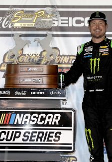 LAS VEGAS, NEVADA - SEPTEMBER 27: Kurt Busch, driver of the #1 Monster Energy Chevrolet, celebrates in Victory Lane after winning the NASCAR Cup Series South Point 400 at Las Vegas Motor Speedway on September 27, 2020 in Las Vegas, Nevada. (Photo by Chris Graythen/Getty Images)