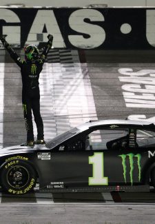 LAS VEGAS, NEVADA - SEPTEMBER 27: Kurt Busch, driver of the #1 Monster Energy Chevrolet, celebrates after winning the NASCAR Cup Series South Point 400 at Las Vegas Motor Speedway on September 27, 2020 in Las Vegas, Nevada. (Photo by Chris Graythen/Getty Images)